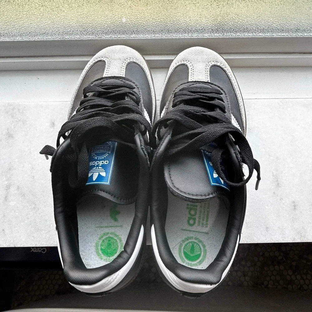 adidas Black & White Samba Sneakers with Gum Sole - Picture 13 of 13